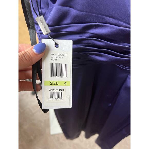 Calvin Klein Satin Sheath Dress Midnight Purple Size 4 NWT - Picture 7 of 8